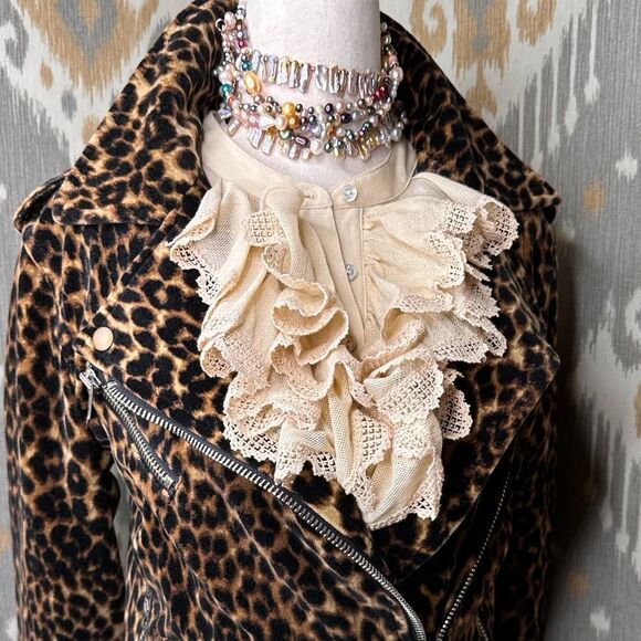 Ralph Lauren Denim & Supply Leopard Print Velvet Moto Jacket - Picture 7 of 16